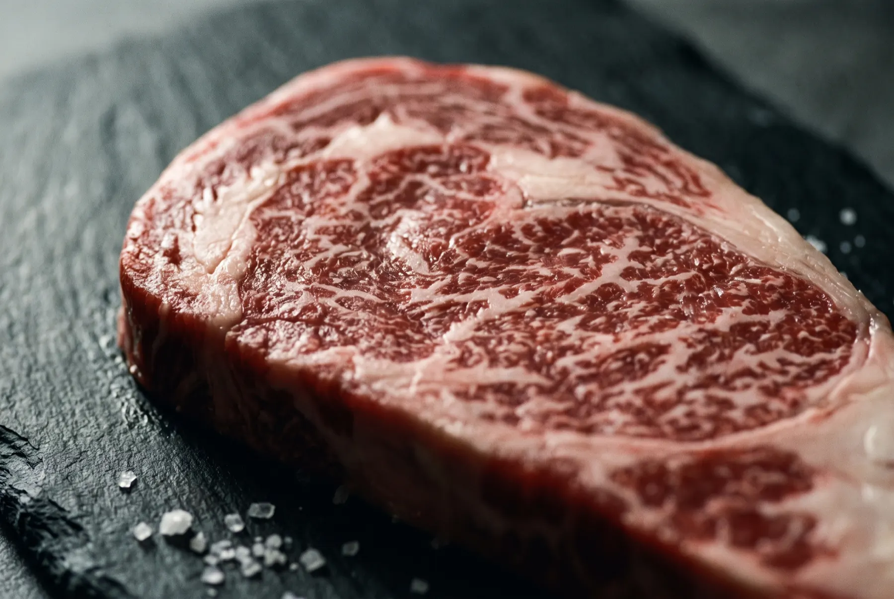 Marbling on a raw bourbon mash finished ribeye